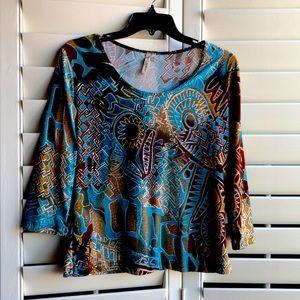 Susan Lawrence PL 3/4 sleeve, scoop neck top.